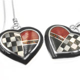 Heart inlay earrings by Kelly Charveaux