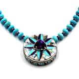 amethyst & turquoise inlay necklace