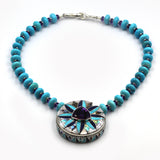 amethyst & turquoise inlay necklace