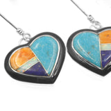 Multi stone inlay heart earrings by Kelly Charveaux