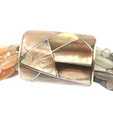 Moonstone necklace with inlay by Kelly Charveaux