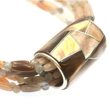 Moonstone necklace with inlay by Kelly Charveaux