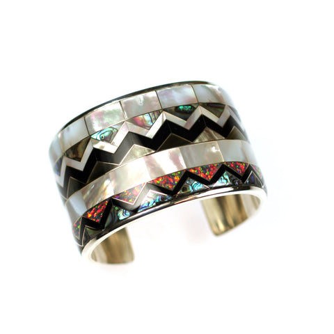 Aztec collection inlay cuff bracelet by Kelly Charveaux
