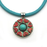 Inlay jewelry Kaliedescope heart pendant with red spiny oyster
