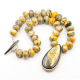 Bumble bee jasper necklace with inlay by Kelly Charveaux