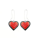 Red heart inlay earrings by Kelly  Charveaux
