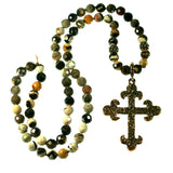 Bronze cross with peanut jasper beads by Kelly Charveaux