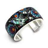Black Pearl Flower Cuff Bracelet