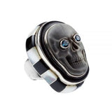 Skull Ring with Blue Topaz