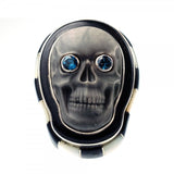 Skull Ring with Blue Topaz