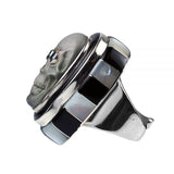 Skull Ring with Blue Topaz