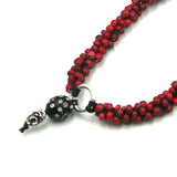(neck003) Trade Bead Necklace With Silver Prayer Box Pendant