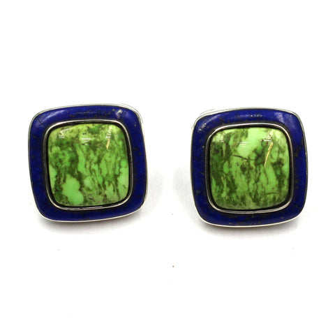 Gaspeite And Lapis Earrings