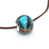 Inlay bead, 25mm with turquoise, abalone, mother of pearl and opal