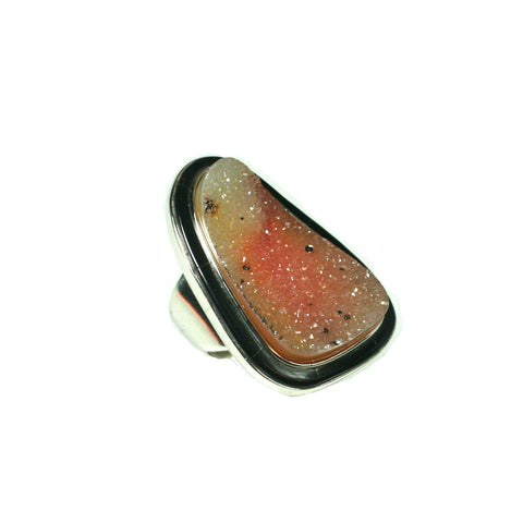Agate druzy ring with inlay by Kelly Charveaux