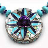 amethyst & turquoise inlay necklace