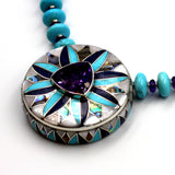 amethyst & turquoise inlay necklace