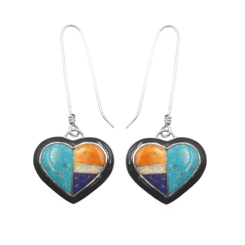 Multi stone inlay heart earrings by Kelly Charveaux