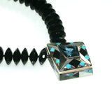 Blue topaz necklace with inlay pattern by Kelly Charveaux