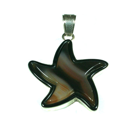 Agate star pendant with inlay by Charveaux