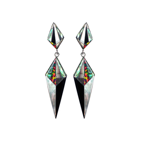 Aztec design inlay earrings