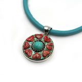 Kaliedescope Heart Pendant with red spiny oyster