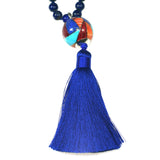 Lapis mala necklace with inlay bead by Charveaux
