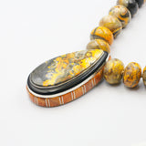 Bumble bee jasper necklace with inlay by Kelly Charveaux