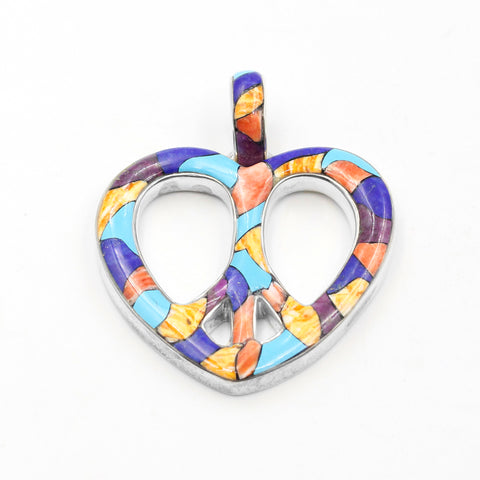 Inlay heart pendant jewelry by Kelly Charveaux