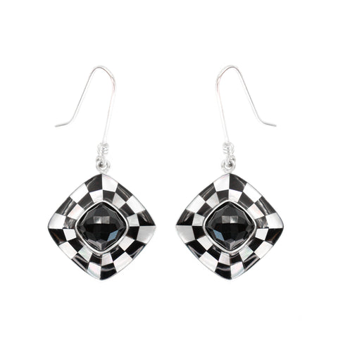 Black Onyx Checkerboard Earrings By Kelly Charveaux
