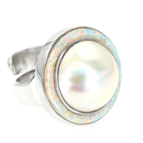 Mabe Pearl Ring  With Inlay By Kelly Charveaux