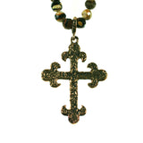 Bronze cross with peanut jasper beads by Kelly Charveau