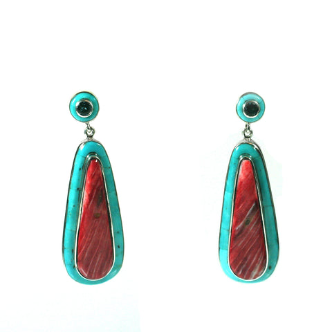 Red spiny oyster drop earrings
